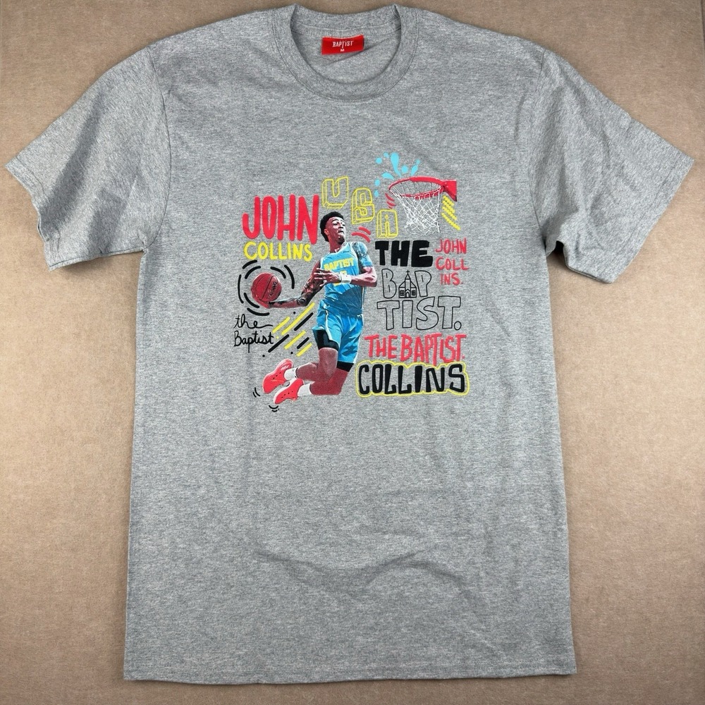 Baptist Shirt Men M Gray John Collins‎ Graphic Tee The Baptist Basketball NBA